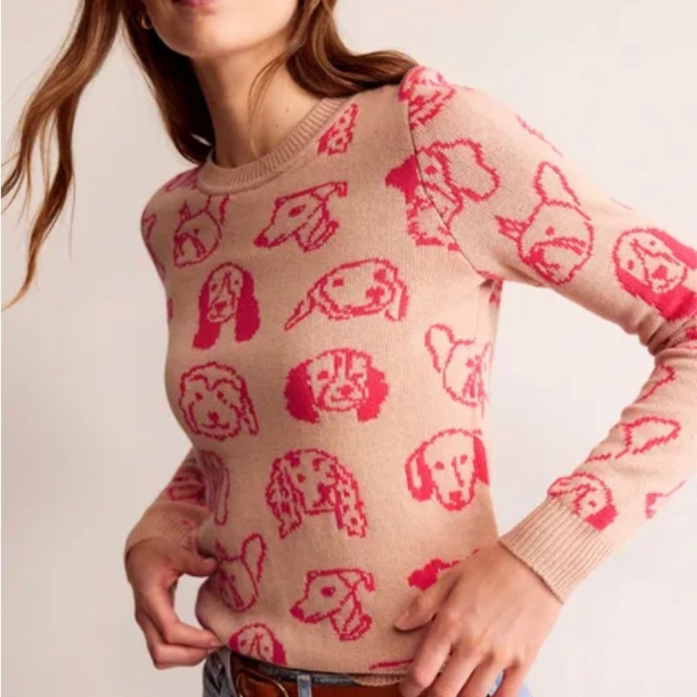In Search Of Boden Heather Jacquard Sweater - Raspberry Dogs